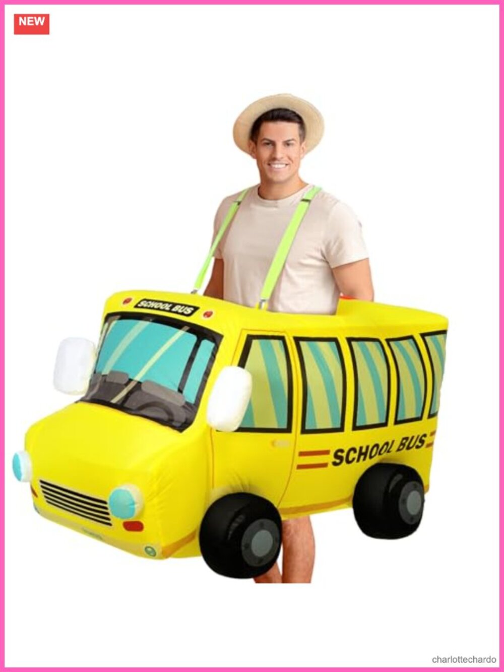 Inflatable School Bus Costume Adult 5'3"-6'1" Halloween Cosplay